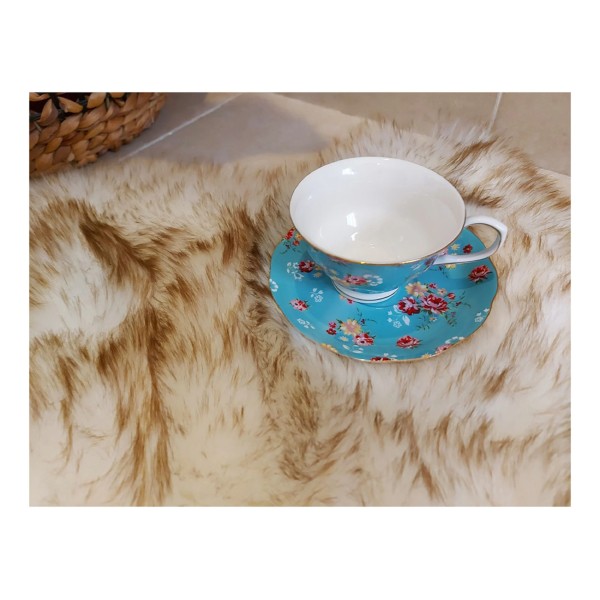 Faux Sheepskin Bear Shape White Brown Carpet