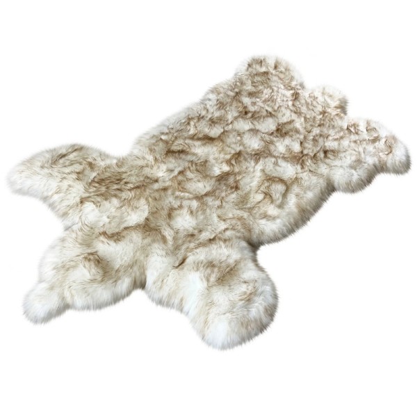 Faux Sheepskin Bear Shape White Brown Carpet
