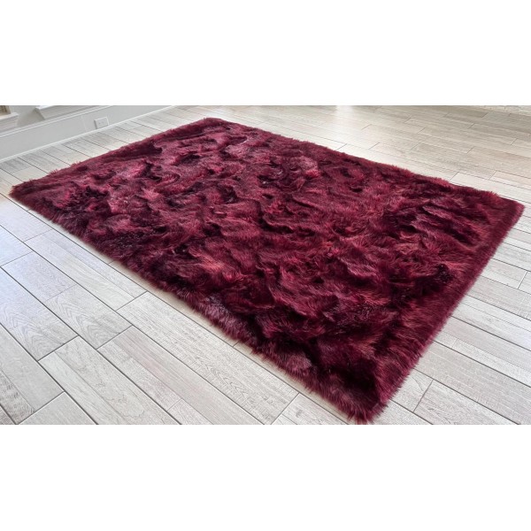 Burgundy faux wool carpet