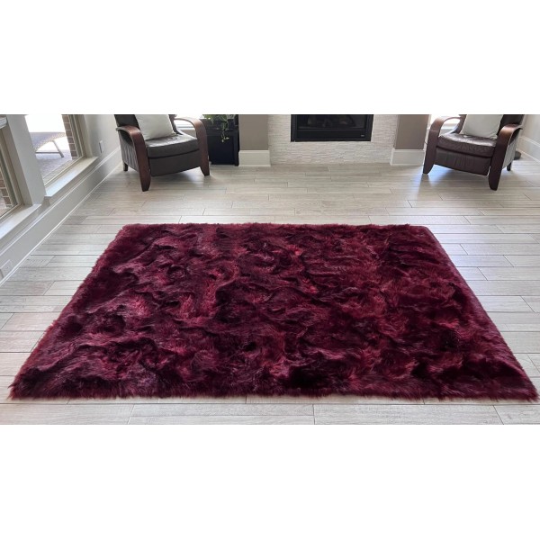 Burgundy faux wool carpet