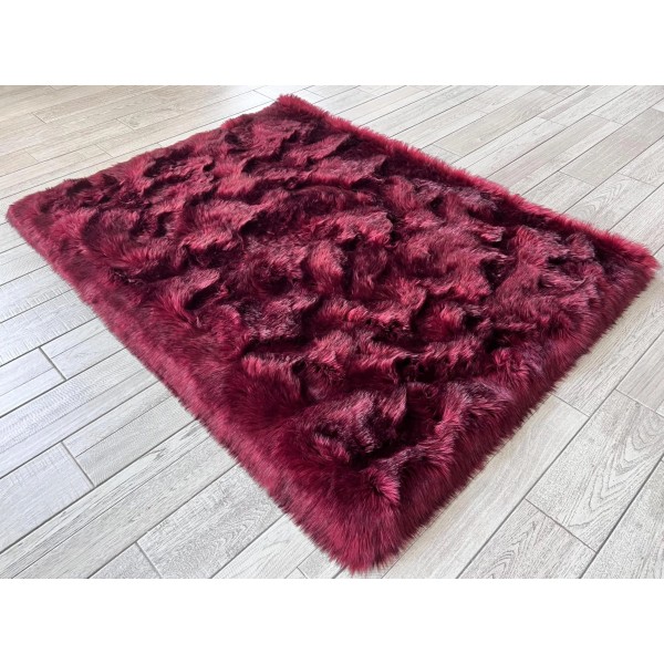 Burgundy faux wool carpet