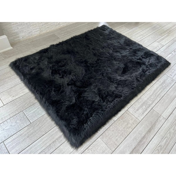 Elegant black faux wool carpet