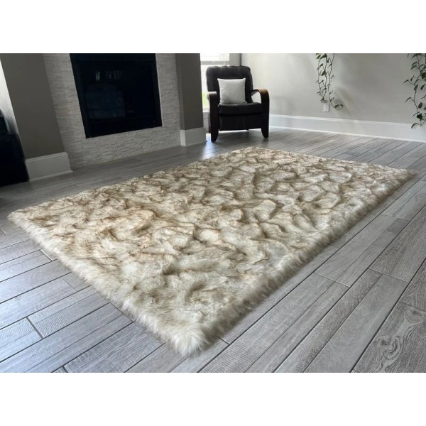 Warm-toned faux sheepskin rug
