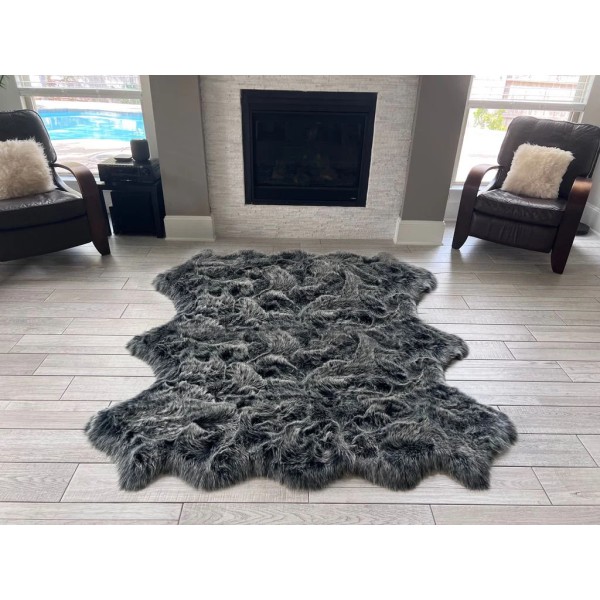 Mysterious style dark grey imitation sheepskin carpet