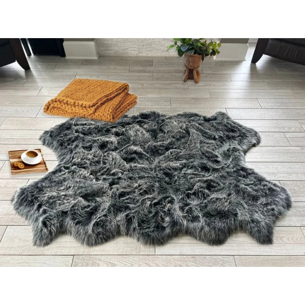 Mysterious style dark grey imitation sheepskin carpet