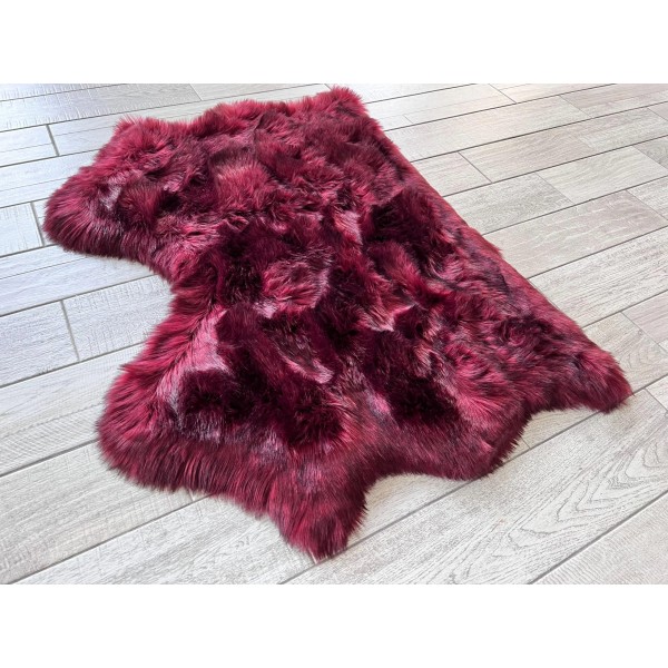 Luxurious Burgundy Faux Fur Rug