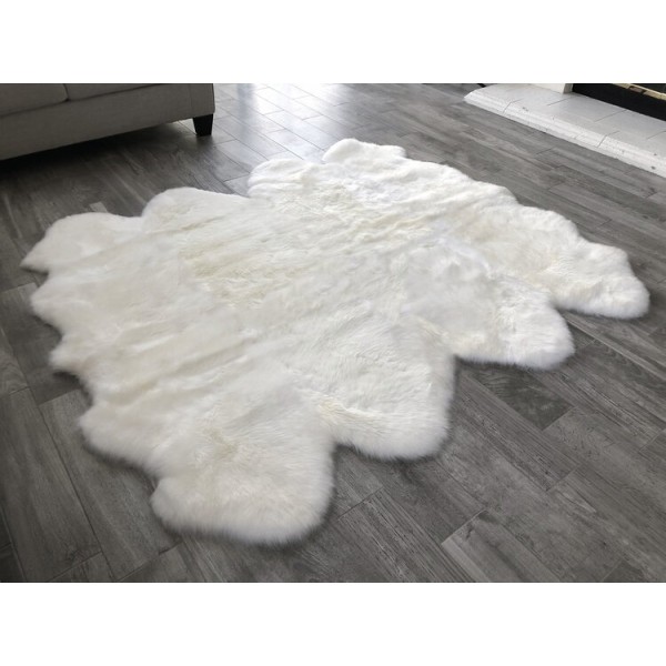 Pure white faux fur rug