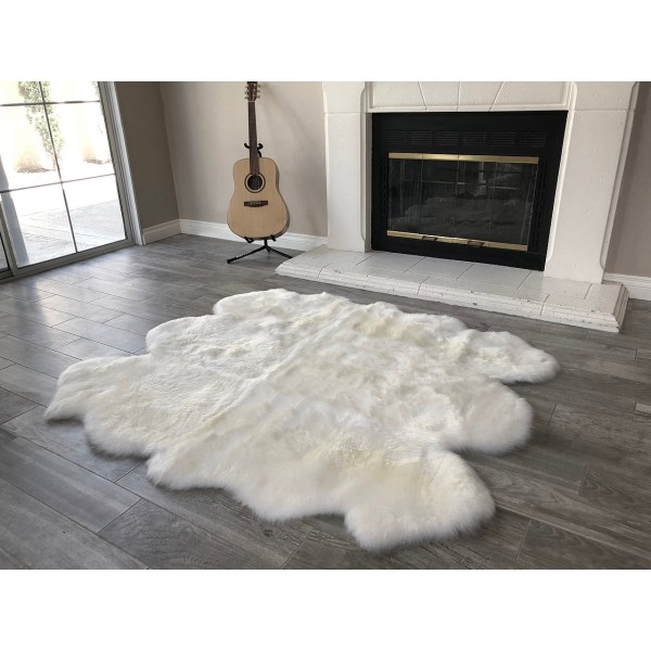 Pure white faux fur rug