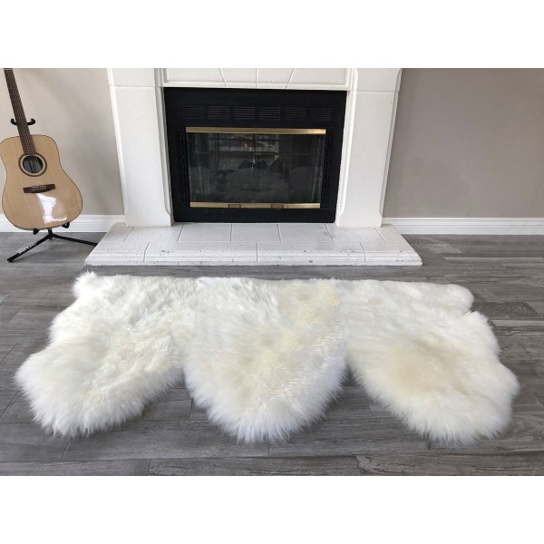 Pure white faux fur rug