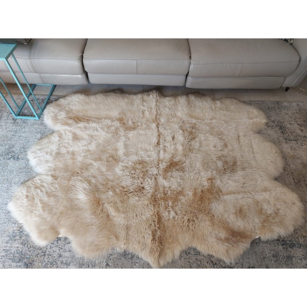 Light beige faux fur rug