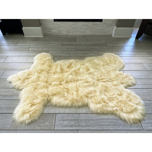 Cream faux fur rug