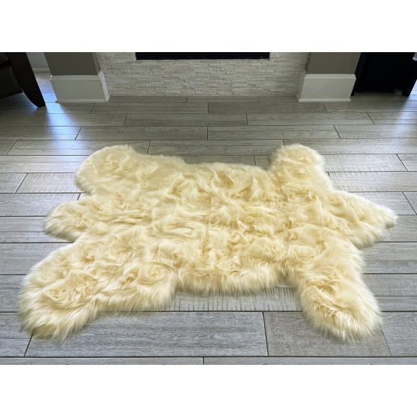 Cream faux fur rug