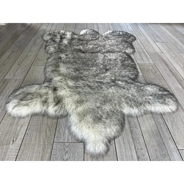 Gray faux fur rug
